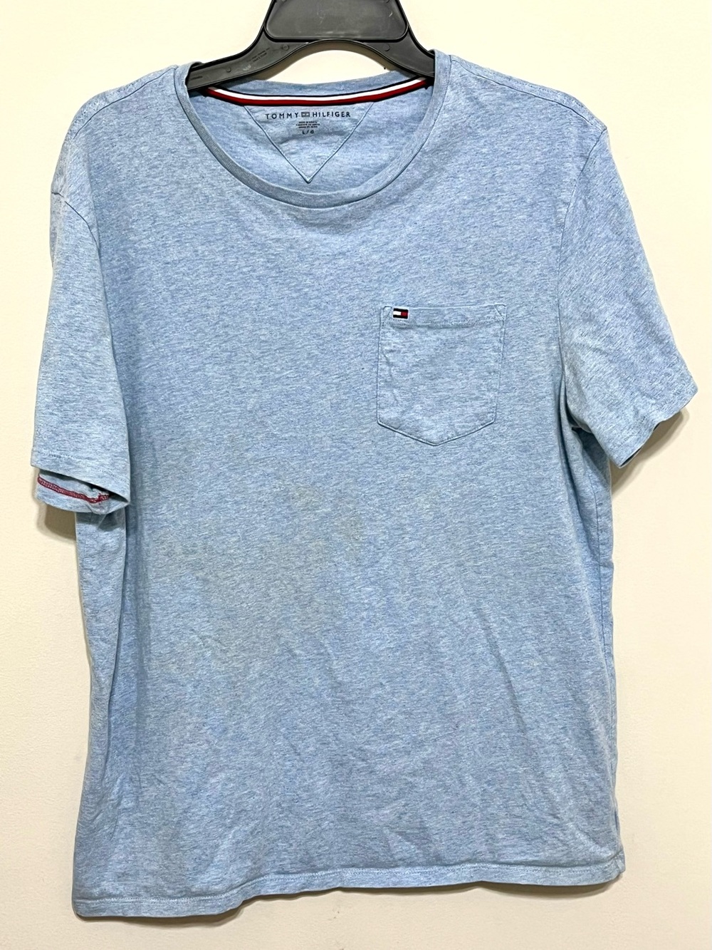 Tommy Hilfiger Heather Light Blue Short Sleeve Pocket Tee